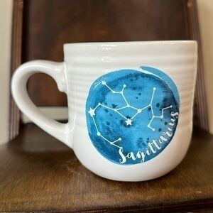 Sagittarius Zodiac Astrology Coffee Mug White Blue Teal Inside Constellation Cup